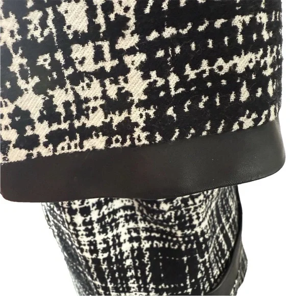 Banana Republic Black White Plaid Faux Leather Trim Short Sleeve Shift Dress 6 - Picture 6 of 8